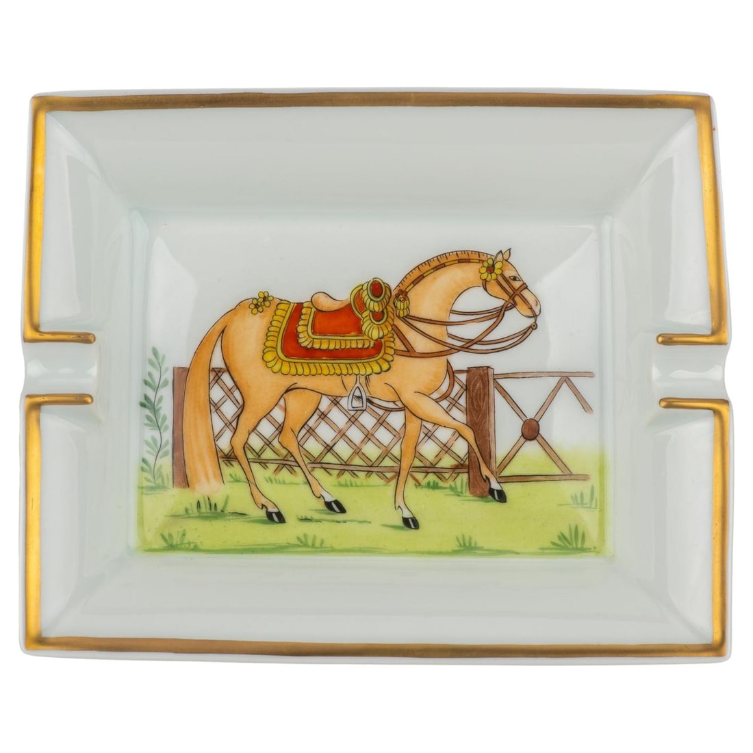 Hermes Red Horse Motif Ashtray Made in France 21st Century: Hermes Red Horse Motif Ashtray Made in France 21st Century This exquisite red saddle horse ashtray from Hermes showcases the brand's iconic equestrian theme, featuring a stunning horse motif. Crafted 