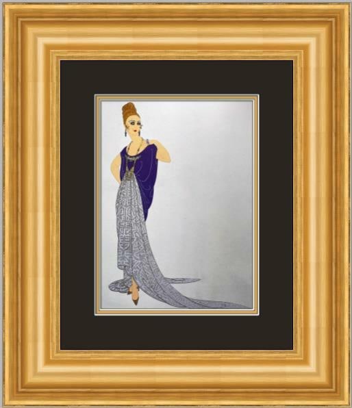 Erte At the Ball Art Deco Custom Framed Print 16 x 21: Erte At the Ball Art Deco Custom Framed Print 16 x 21 This exquisite custom gallery framed print titled "At the Ball" by artist Erte showcases a stunning Art Deco style, featuring vibrant multi-color