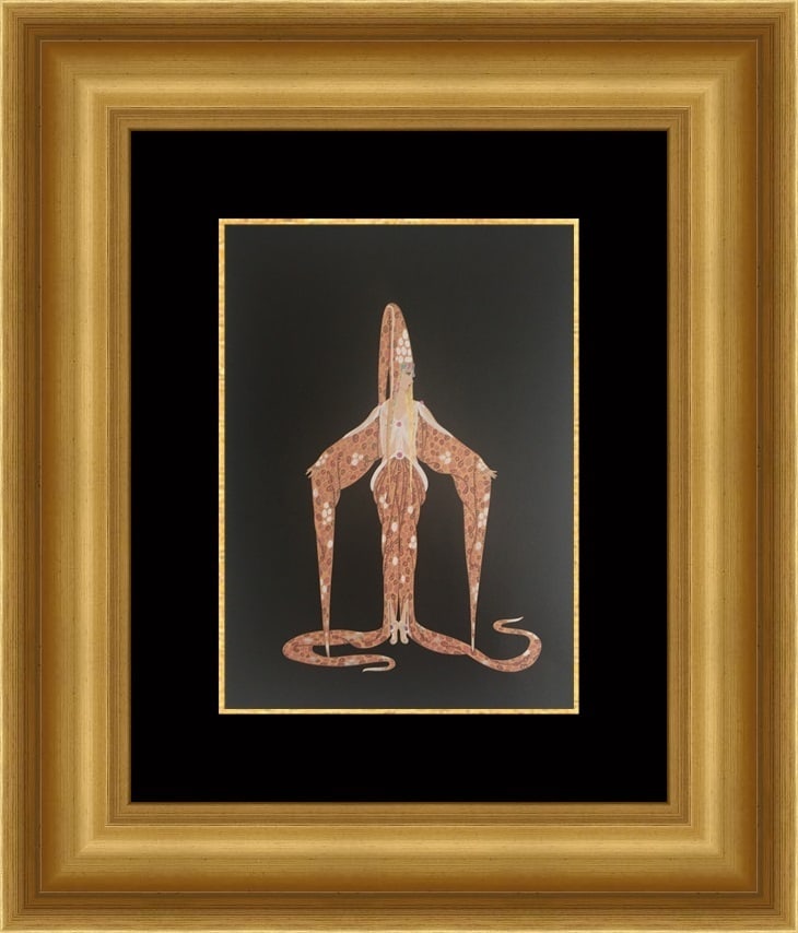 Erte Starfish Art Deco Custom Framed Print 18 x 21: Erte Starfish Art Deco Custom Framed Print 18 x 21 This stunning custom framed print titled 'Starfish' by renowned artist Erte showcases the elegance of the Art Deco style. Measuring 18 in x 21 in, th