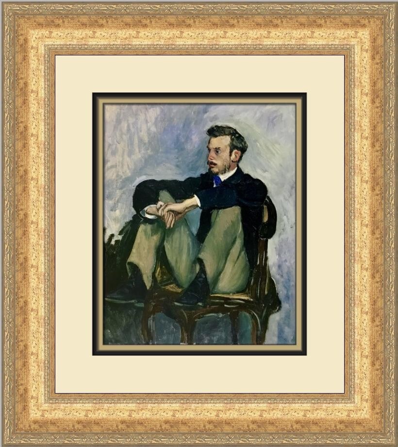 Frederic Bazille Portrait of Renoir Custom Framed Art Print 1986: Frederic Bazille Portrait of Renoir Custom Framed Art Print 1986 This exquisite custom framed print features Frederic Bazille's renowned artwork, "Portrait of Renoir." Designed in a striking portrait