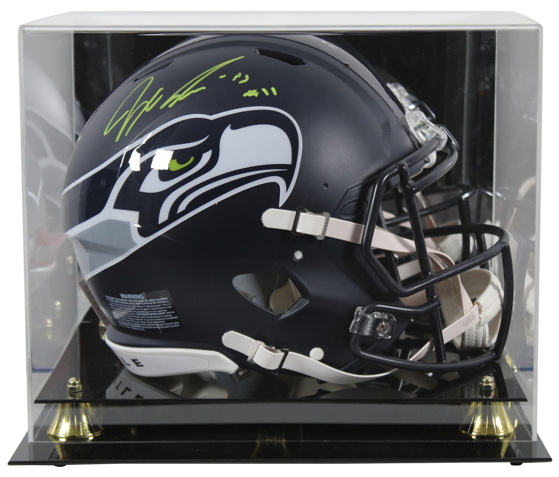 Jaxon Smith-Njigba Autographed Seahawks Full Size Helmet with Display Case: Jaxon Smith-Njigba Autographed Seahawks Full Size Helmet with Display Case Celebrate your fandom with this autographed full-size Speed Proline helmet, personally signed by Jaxon Smith-Njigba of the Se