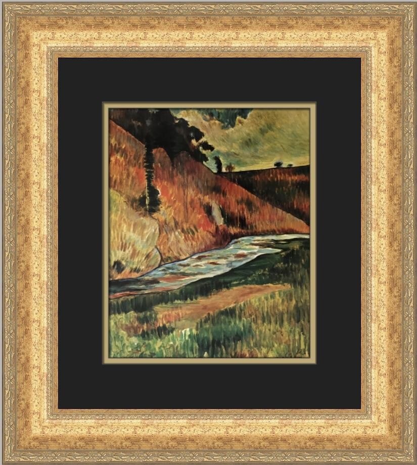 Charles Laval 1982 Landscape Print Custom Framed Art: Charles Laval 1982 Landscape Print Custom Framed Art Presenting a stunning custom framed print titled "Landscape" by artist Charles Laval, created in 1982. This medium-sized artwork features a vibrant