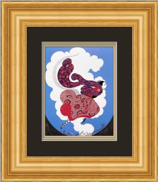 Erte The Pursuit of Flore Art Deco Framed Print 18 x 20: Erte The Pursuit of Flore Art Deco Framed Print 18 x 20 This exquisite custom gallery framed print titled 'The Pursuit of Flore' by the renowned artist Erte features a stunning Art Deco style, capturi
