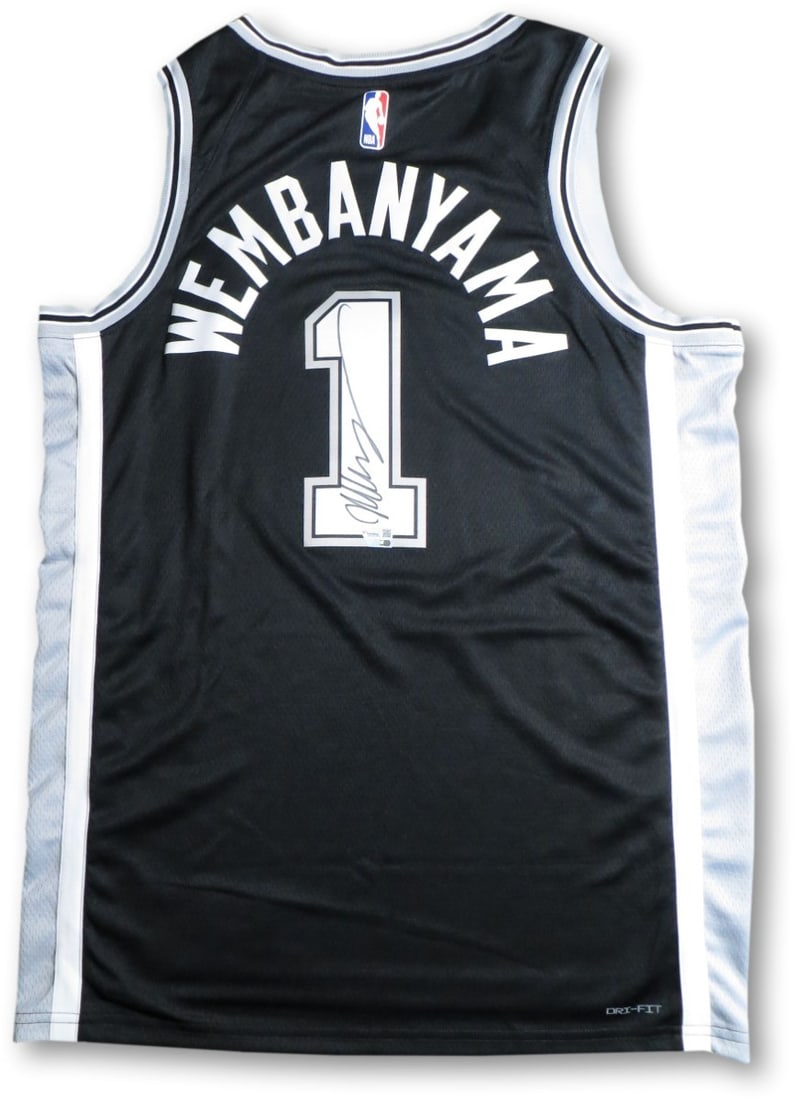 Victor Wembanyama Autographed Spurs Jersey Fanatics Authentic: Victor Wembanyama Autographed Spurs Jersey Fanatics Authentic Celebrate the talent of Victor Wembanyama with this authentic San Antonio Spurs jersey, personally signed by the player himself. This blac