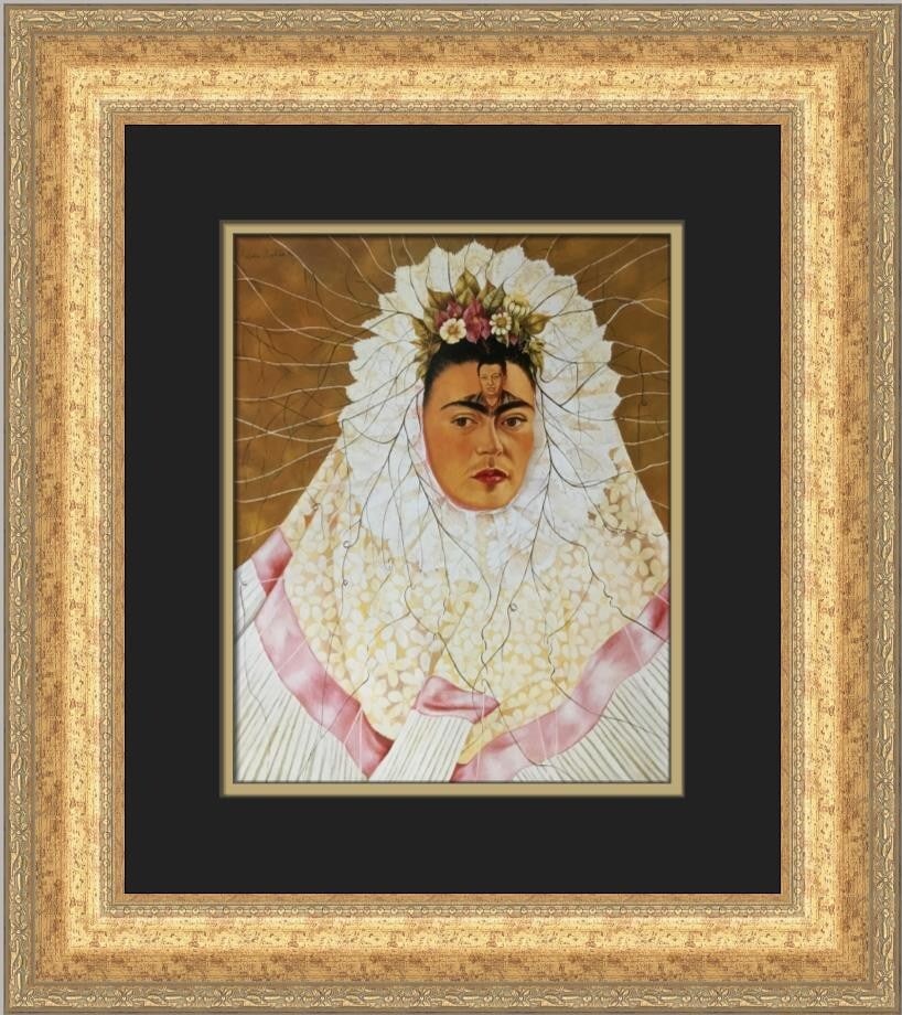 Frida Kahlo Diego in My Thoughts Custom Framed Art Print 19x17: Frida Kahlo Diego in My Thoughts Custom Framed Art Print 19x17 This custom framed print titled 'Diego in My Thoughts' by Frida Kahlo showcases a blend of modernism and surrealism, making it a captivat