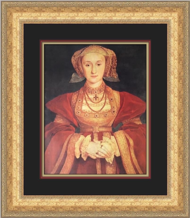 Hans Holbein Portrait of Anne of Cleves Custom Framed Art Print: Hans Holbein Portrait of Anne of Cleves Custom Framed Art Print This stunning custom framed print features Hans Holbein's renowned portrait of Anne of Cleves, showcasing a blend of expressionism and r