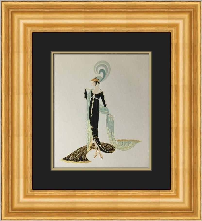 Erte Directoire Art Deco Custom Framed Lithograph Print: Erte Directoire Art Deco Custom Framed Lithograph Print This exquisite custom framed print titled 'Directoire' by the renowned artist Erte captures the essence of Art Deco style. Measuring 21 in. by 1