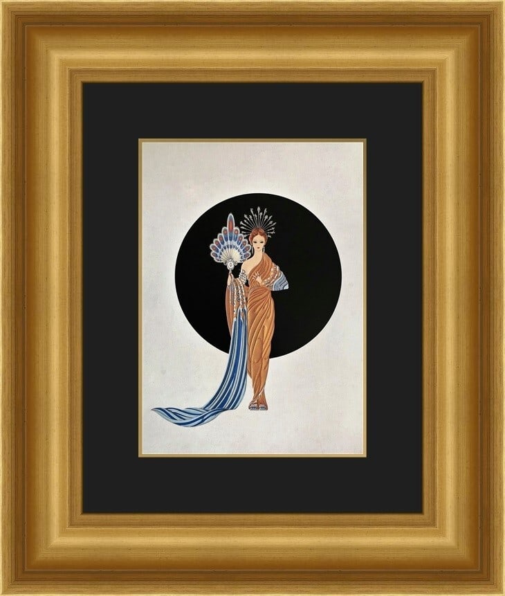 Erte Winter In Paris Art Deco Custom Framed Print 18 x 21: Erte Winter In Paris Art Deco Custom Framed Print 18 x 21 This exquisite custom framed print titled 'Winter In Paris' by renowned artist Erte encapsulates the elegance of the Art Deco style. Measuring