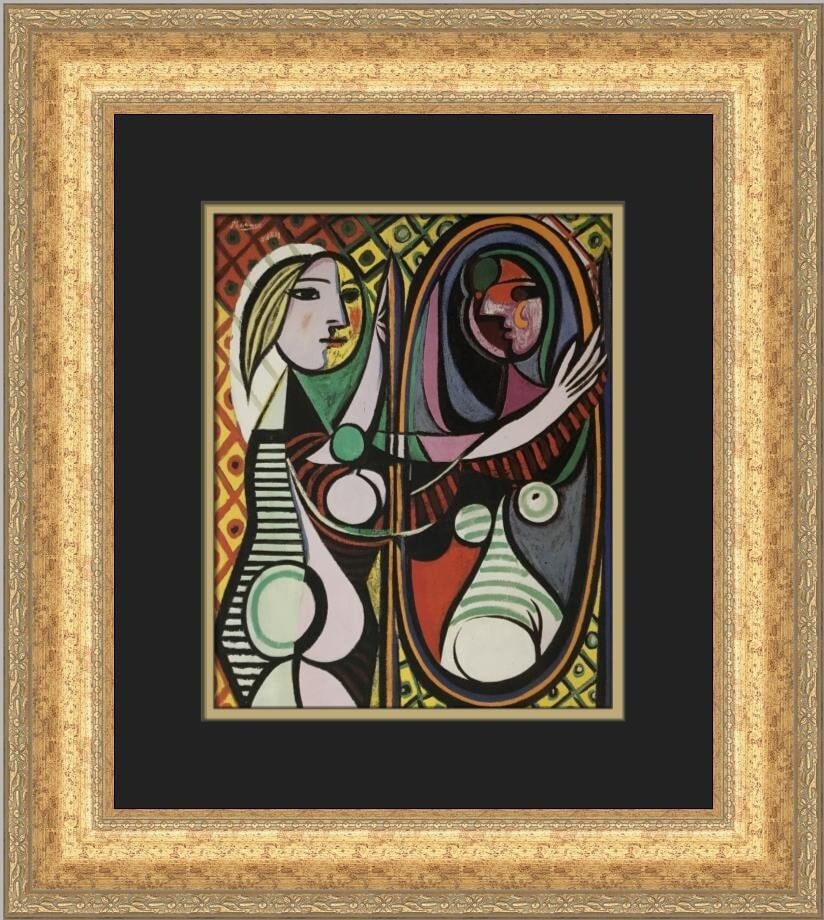 Pablo Picasso Girl before a Mirror Custom Framed Print 18x17: Pablo Picasso Girl before a Mirror Custom Framed Print 18x17 This exquisite custom framed print of Pablo Picasso's "Girl before a Mirror" captures the essence of Abstract Expressionism and Impressioni