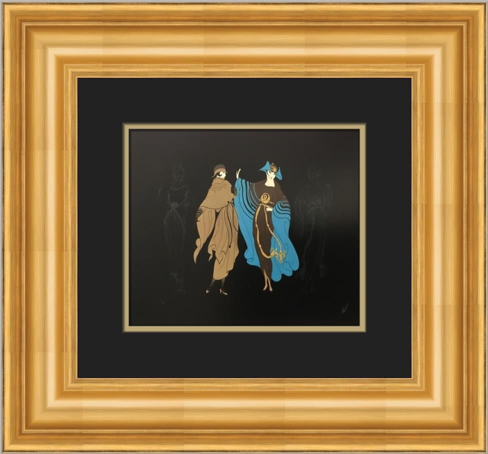 Erte On The Avenue Art Deco Custom Framed Lithograph Print: Erte On The Avenue Art Deco Custom Framed Lithograph Print This stunning custom framed print titled "On The Avenue" by the renowned artist Erte showcases a captivating Art Deco style. Measuring 18 in.
