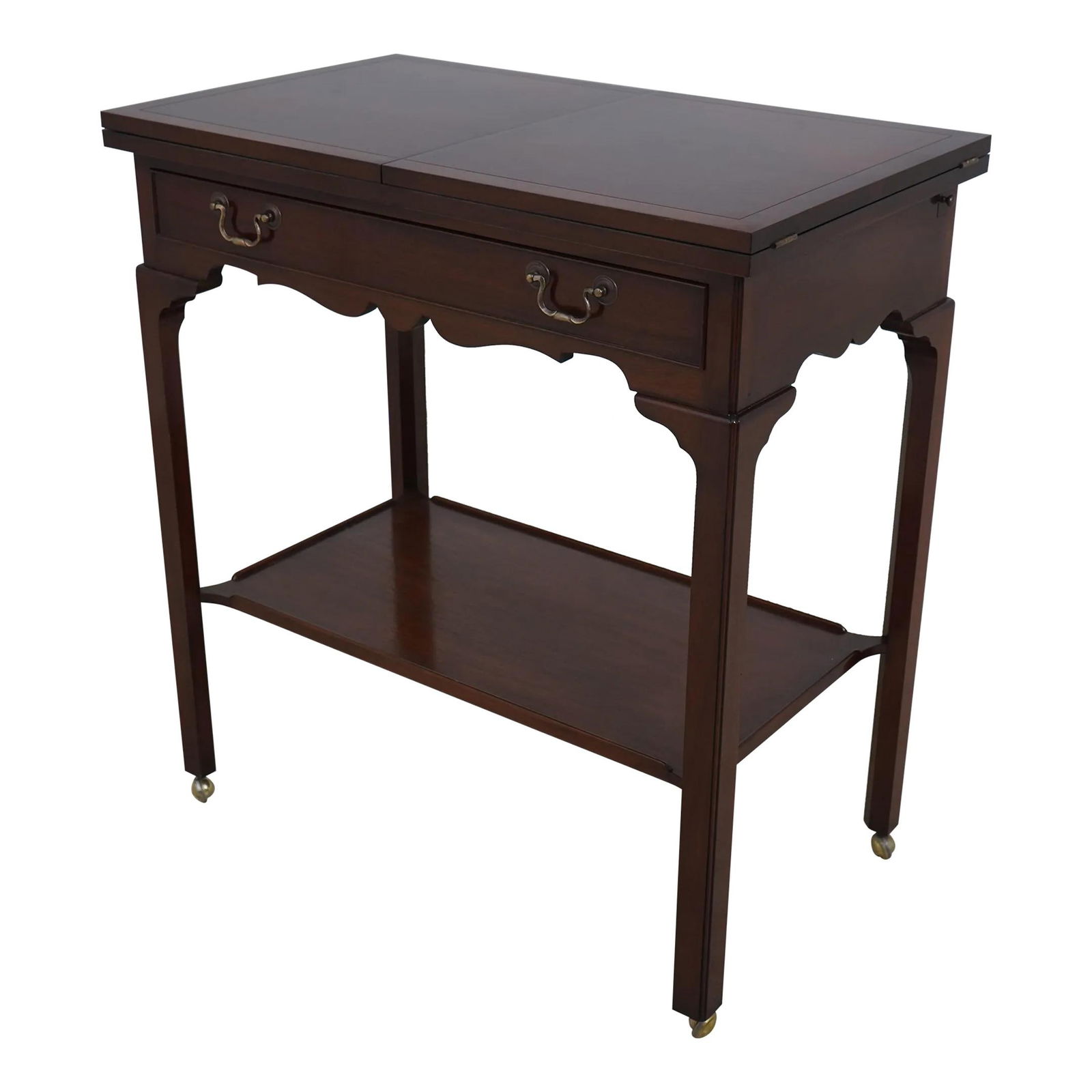 Smith & Watson Chippendale Mahogany Server Cart with Casters: Smith & Watson Chippendale Mahogany Server Cart with Casters This exquisite Flip Top Mahogany Server Cart is a stunning addition to any dining area, showcasing quality craftsmanship and a timeless des