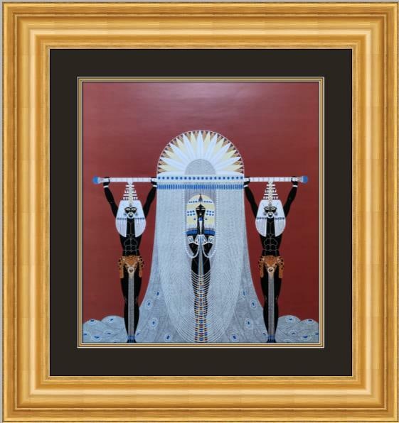 Erte The Egyptian Art Deco Print Custom Framed 25.5 x 27.5: Erte The Egyptian Art Deco Print Custom Framed 25.5 x 27.5 This stunning print titled "The Egyptian" by Erte showcases a captivating Art Deco style, featuring figures in a portrait orientation. The ar