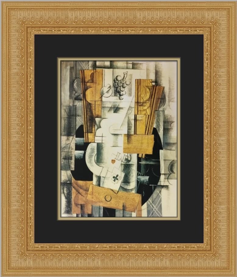 Georges Braque Still-Life with Playing Cards Custom Framed Art Print: Georges Braque Still-Life with Playing Cards Custom Framed Art Print This exquisite print titled "Still-Life with Playing Cards" by renowned artist Georges Braque captures the essence of Impressionism