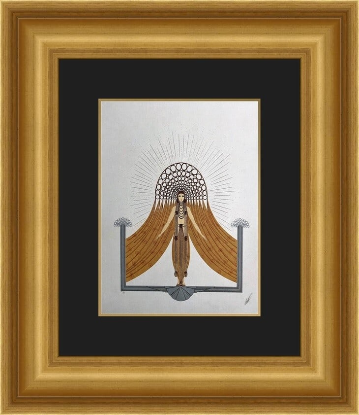 Erte Circe Art Deco Custom Framed Lithograph Print 18x21: Erte Circe Art Deco Custom Framed Lithograph Print 18x21 This exquisite custom framed print titled 'Circe' by artist Erte showcases a stunning Art Deco style. Measuring 18" x 21" overall, the print fe