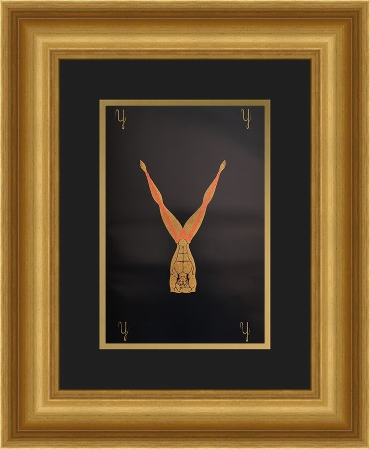 Erte Alphabet Suite Y Art Deco Custom Framed Lithograph Print: Erte Alphabet Suite Y Art Deco Custom Framed Lithograph Print This exquisite custom framed print features Erte's "Alphabet Suite 'Y'". Measuring 17" x 21" overall, it showcases a stunning offset litho