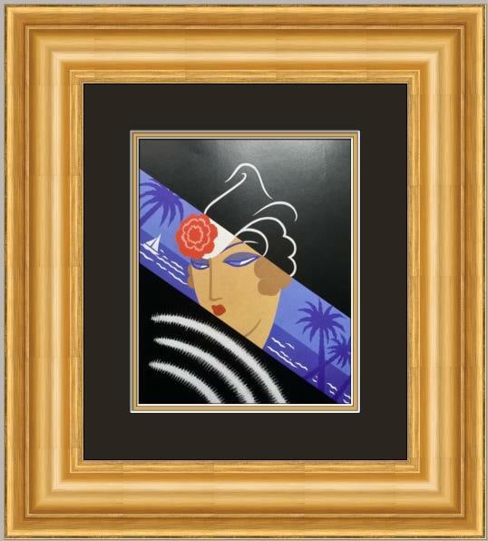 Erte Winter Resorts Art Deco Framed Print 16 x 18.5 USA: Erte Winter Resorts Art Deco Framed Print 16 x 18.5 USA This stunning custom gallery framed print titled "Winter Resorts" by the renowned artist Erte showcases a captivating Art Deco style. The print
