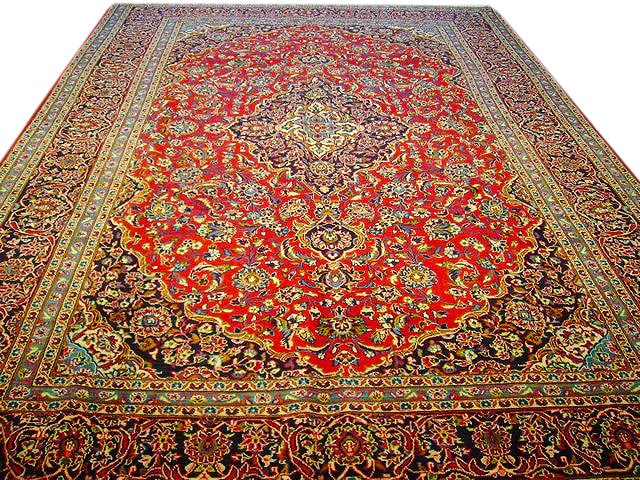 Handmade Persian Kashan Rug 9'11" x 14'2" Red Wool Artistry: Handmade Persian Kashan Rug 9'11" x 14'2" Red Wool Artistry Elevate your living space with this exquisite 9' 11" x 14' 2" Genuine Classic Persian Kashan Rug, handcrafted by skilled Persian artisans. T