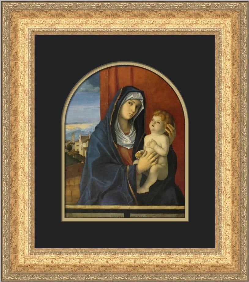 Giovanni Bellini Madonna and Child Custom Framed Print 1986: Giovanni Bellini Madonna and Child Custom Framed Print 1986 This stunning print of Giovanni Bellini's "Madonna and Child" captures the essence of Expressionism Realism, showcasing the iconic subject i