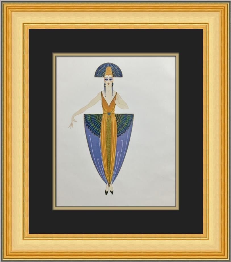 Erte Mistress of Ceremonies Art Deco Custom Framed Print 1979: Erte Mistress of Ceremonies Art Deco Custom Framed Print 1979 This stunning custom framed print titled 'Mistress of Ceremonies' by the renowned artist Erte captures the essence of Art Deco style. Prod
