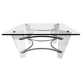 Charles Hollis Jones Lucite Chrome Glass Coffee Table 36x36 Transparent (1 of 10)