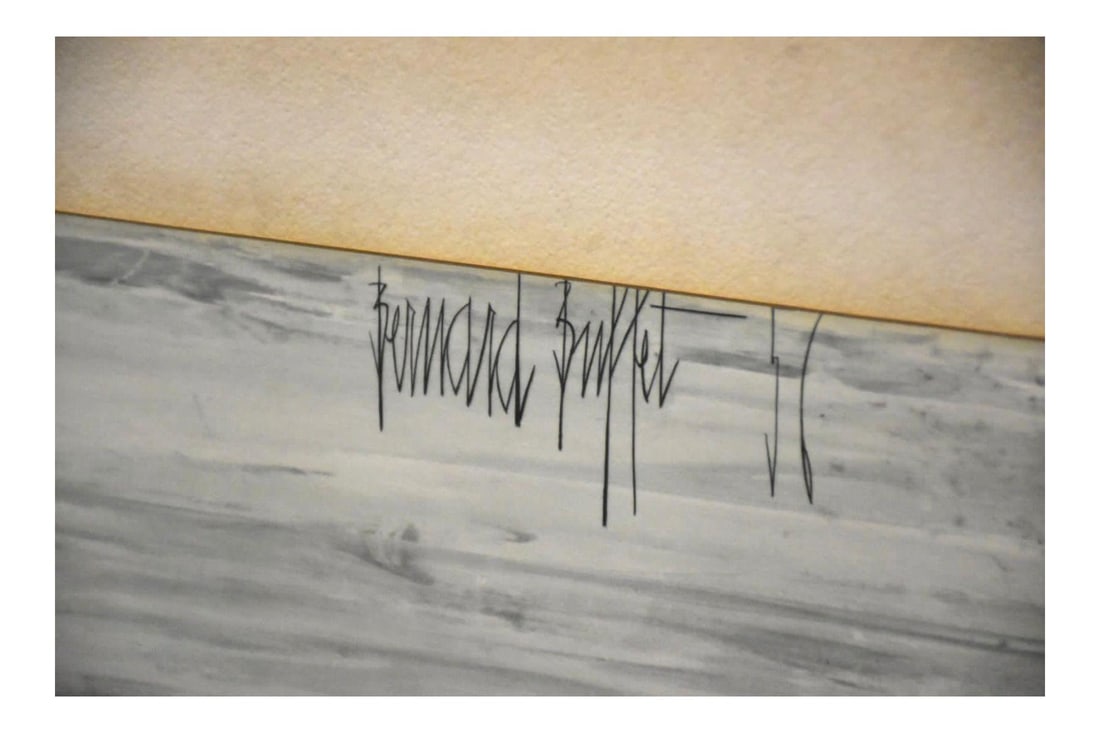 Bernard Buffet Paris Lithograph Black Landscape Art 28x19.5: Bernard Buffet Paris Lithograph Black Landscape Art 28x19.5 Experience the haunting beauty of Paris through the eyes of renowned French artist Bernard Buffet. This landscape lithograph captures a somb