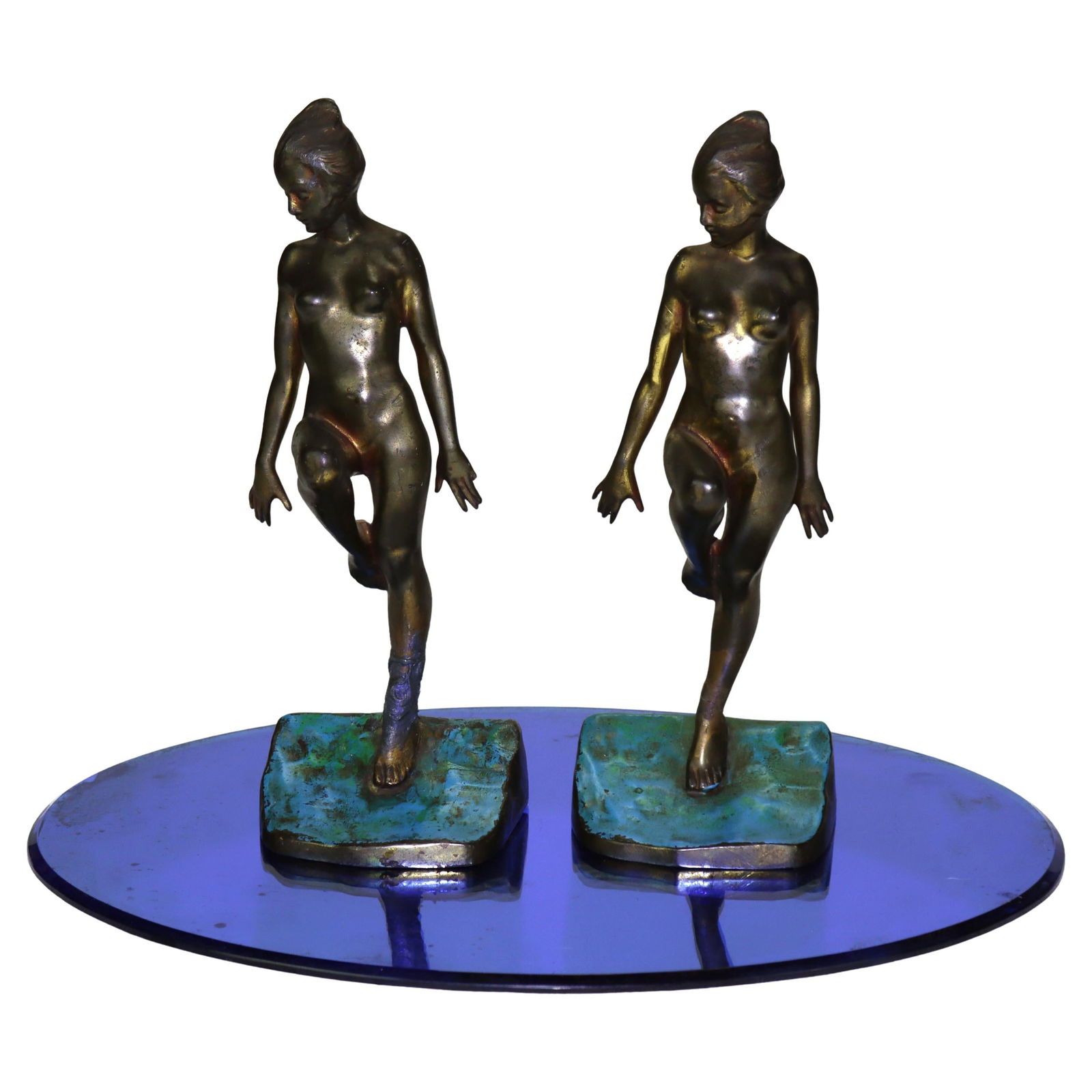 Art Deco Frankart School Bronzed Figural Bookends Set of 2 1930: Art Deco Frankart School Bronzed Figural Bookends Set of 2 1930 This striking pair of Art Deco bronzed figural bookends, crafted circa 1930, showcases the elegance of the Frankart School design. Each