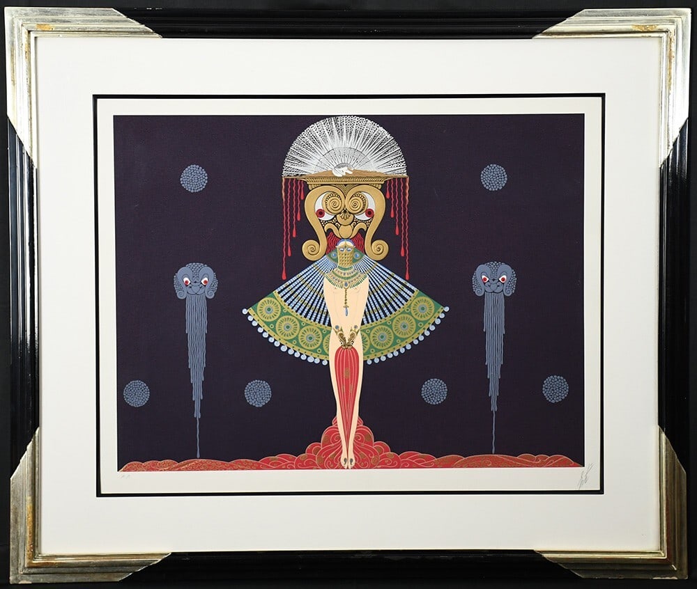 Erte Phoenix Triumphant Serigraph 1983 Signed Art Deco Framed: Erte Phoenix Triumphant Serigraph 1983 Signed Art Deco Framed This stunning serigraph titled "Phoenix Triumphant" by renowned artist Erte showcases the elegance of the Art Deco style. Created in 1983,