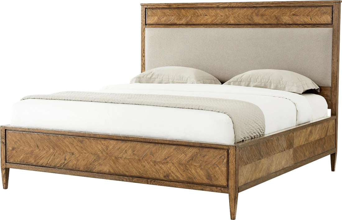 Theodore Alexander Queen Bed Hand-Carved Oak Nova Collection Dawn Finish: Theodore Alexander Queen Bed Hand-Carved Oak Nova Collection Dawn Finish This Hand-Carved Oak Queen Bed in a Dawn Finish features exquisite craftsmanship and a warm aesthetic, making it a stunning cen