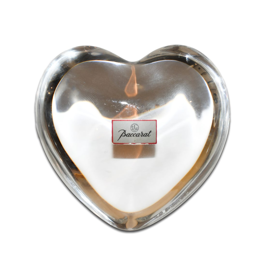 Vintage Baccarat Heart Paperweight Signed Art Glass Clear: Vintage Baccarat Heart Paperweight Signed Art Glass Clear This vintage Baccarat heart paperweight is a stunning piece of art glass, perfect for adding a touch of elegance to any decor. Its clear finis