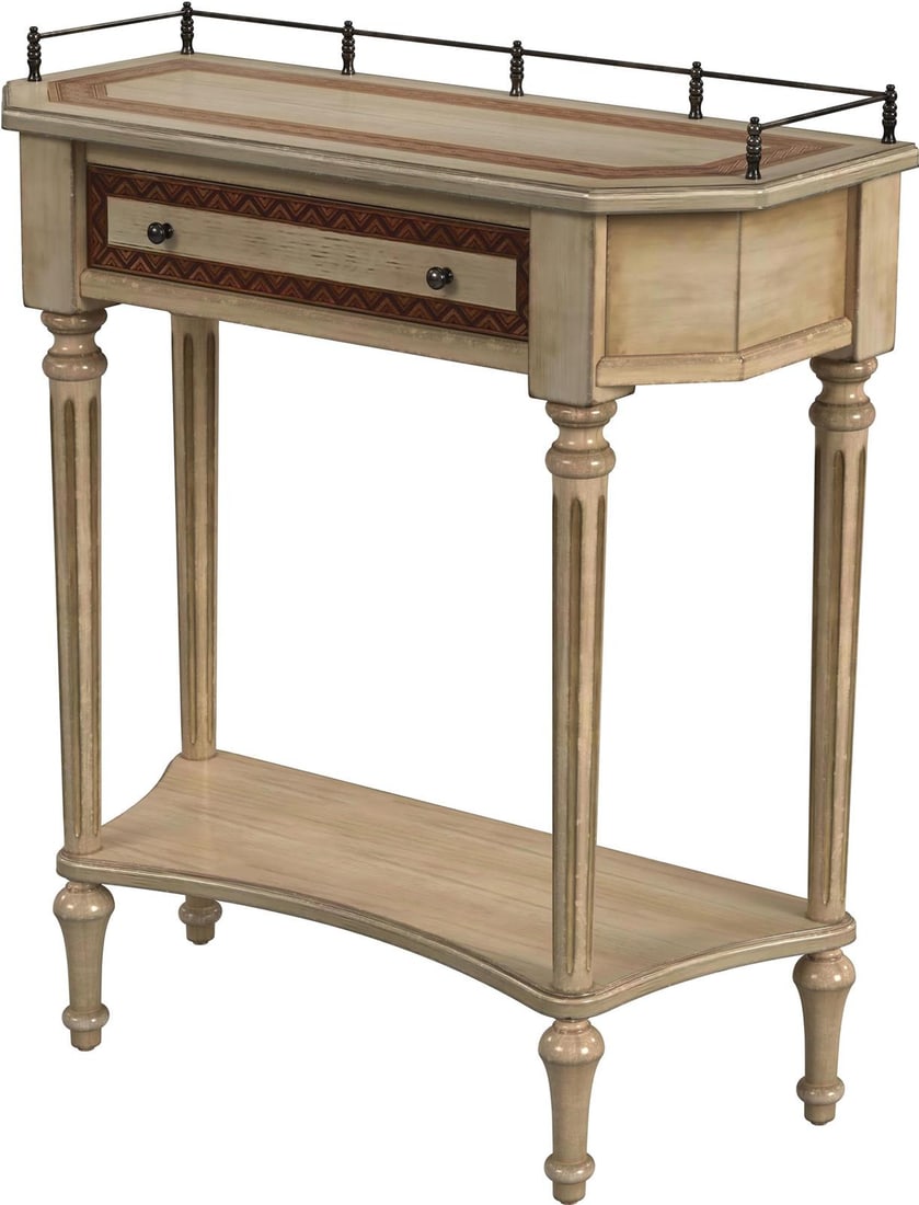 Butler Charleston Console Table Beige French Country Style: Butler Charleston Console Table Beige French Country Style Introducing the Charleston Console Accent Table, a beautifully crafted piece that embodies antique charm with modern functionality. This cons