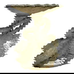 Vintage Regency Cast Concrete Swan Bird Bath Garden Decor