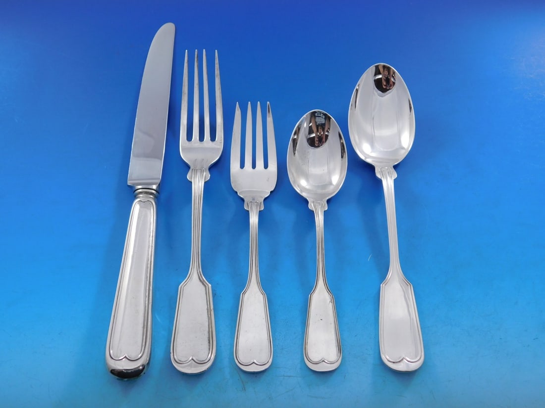 Frank Smith Fiddle Thread Sterling Silver Flatware Set 64 pcs Service for 12: Frank Smith Fiddle Thread Sterling Silver Flatware Set 64 pcs Service for 12 This exquisite Fiddle Thread flatware set by Frank Smith is composed of high-quality sterling silver and includes a total o