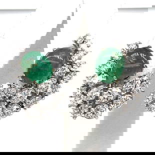 Elegant 18K White Gold Emerald and Diamond Earrings 1 inch: Elegant 18K White Gold Emerald and Diamond Earrings 1 inch Stunning 18K White Gold Emerald & Diamond Earrings featuring a luxurious design. Each earring is adorned with 30 sparkling diamonds, totaling