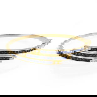 Elegant Sapphire Diamond Bypass Bracelet in 18k Yellow Gold: Elegant Sapphire Diamond Bypass Bracelet in 18k Yellow Gold This exquisite Sapphire Diamond Bracelet features a stunning bypass design crafted from 18k yellow gold. The bracelet showcases three rows o