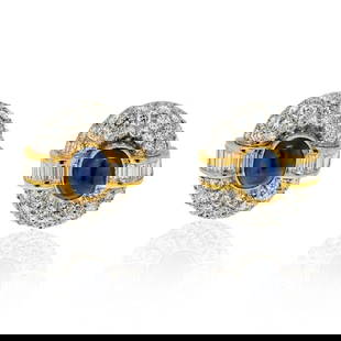 Van Cleef & Arpels 18K Yellow Gold Sapphire Diamond Earrings 8.04 Cts: Van Cleef & Arpels 18K Yellow Gold Sapphire Diamond Earrings 8.04 Cts Discover the luxurious allure of these Van Cleef & Arpels 18K Yellow Gold Sapphire and Diamond Clip-On Earrings. Crafted in exquis