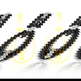 David Webb Vintage 18K Yellow Gold Black Enamel Door Knocker Earrings: David Webb Vintage 18K Yellow Gold Black Enamel Door Knocker Earrings These exquisite vintage earrings feature a striking door knocker design, crafted from solid 18K yellow gold. Weighing 45 grams, th