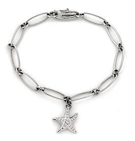 Tiffany & Co. Peretti Diamond Starfish Charm Platinum Bracelet 7": Tiffany & Co. Peretti Diamond Starfish Charm Platinum Bracelet 7" This Tiffany & Co. Peretti Diamond Starfish Charm Platinum Oval Link Bracelet is a luxurious and elegant piece of fine jewelry. It fea