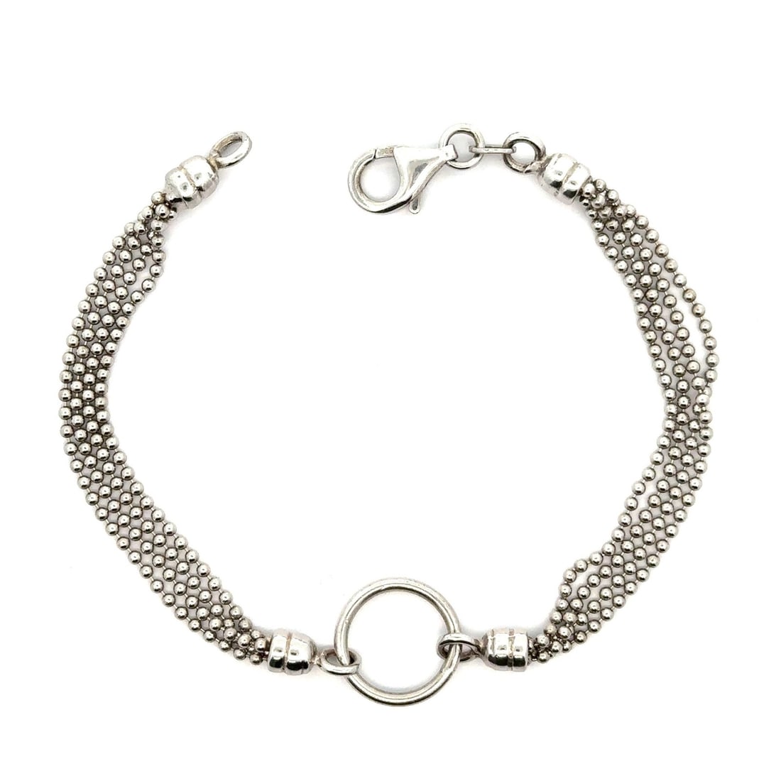 Estate Krementz Sterling Silver 4 Strand Ball Bead Link Bracelet: Estate Krementz Sterling Silver 4 Strand Ball Bead Link Bracelet This exquisite Estate Krementz Sterling Silver Open Ring 4 Strand Ball Bead Link Bracelet showcases a classic chain style. Crafted from