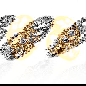 David Webb Platinum 18K Gold Twisted Diamond Earrings 2 Cts: David Webb Platinum 18K Gold Twisted Diamond Earrings 2 Cts Discover the elegance of these David Webb earrings, crafted from a stunning combination of platinum and 18K yellow gold. Each earring featur