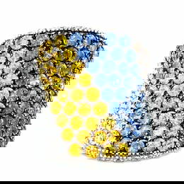 18K White Gold Champagne Diamond Sapphire Ring with 121 Stones