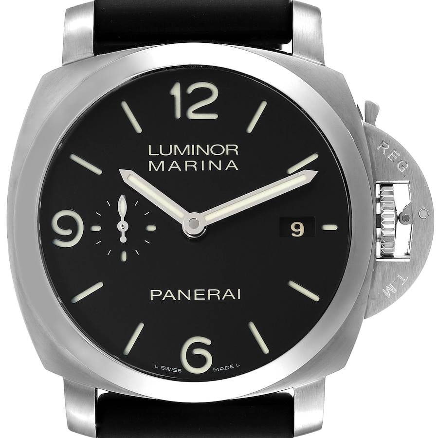 Panerai Luminor PAM00312 Black Dial Rubber Bracelet with Warranty Papers: Panerai Luminor PAM00312 Black Dial Rubber Bracelet with Warranty Papers This Panerai Luminor watch features a striking black dial and a robust 44mm stainless steel case, making it a perfect choice fo