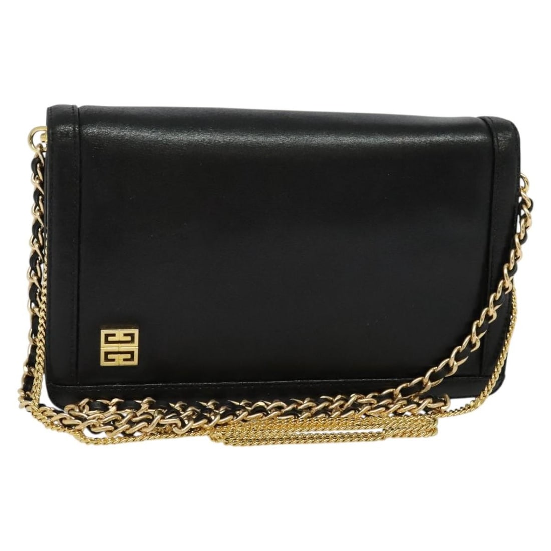 GIVENCHY Black Gold Leather Chain Shoulder Bag Authentic: GIVENCHY Black Gold Leather Chain Shoulder Bag Authentic This GIVENCHY Chain Shoulder Bag is a stylish accessory crafted from high-quality leather in a striking black and gold color combination. Measu