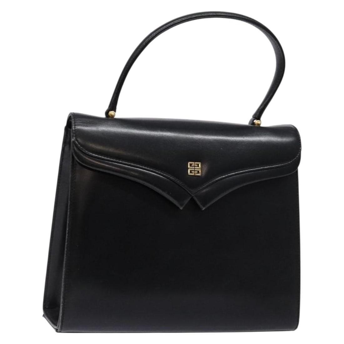 GIVENCHY Black Gold Leather Hand Bag Auth 137645: GIVENCHY Black Gold Leather Hand Bag Auth 137645 This GIVENCHY hand bag combines luxurious leather with a striking black and gold color scheme. Measuring approximately 9.8 inches (25 cm) in length, 7.