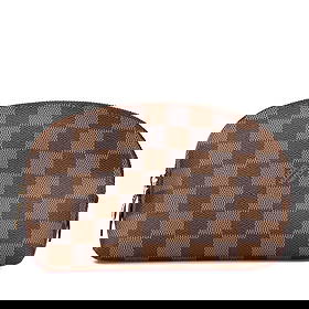 Louis Vuitton Damier Ebene PM Cosmetic Pouch Brown Canvas: Louis Vuitton Damier Ebene PM Cosmetic Pouch Brown Canvas The Louis Vuitton Damier Ebene Cosmetic Pouch PM is a stylish and practical accessory crafted from durable damier ebene canvas. It features a