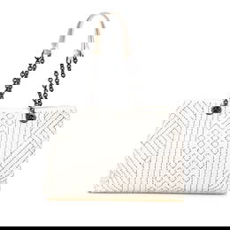 Bottega Veneta Medium Intrecciato White Leather Double Chain Tote