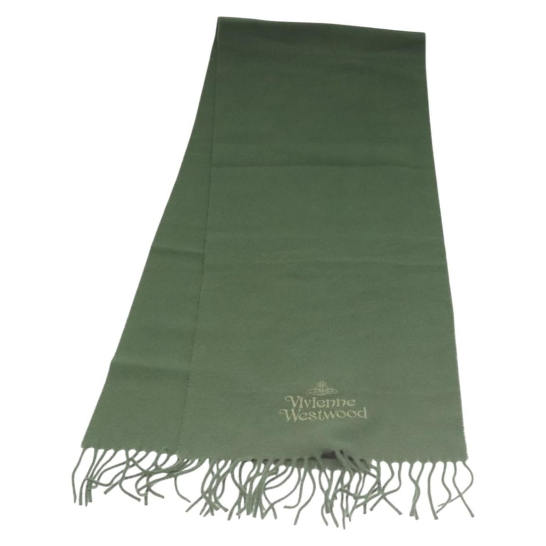 Vivienne Westwood Green Wool Scarf Made in Italy Auth AM8368: Vivienne Westwood Green Wool Scarf Made in Italy Auth AM8368 Elevate your style with this exquisite Vivienne Westwood scarf, crafted from luxurious wool in a vibrant green hue. This scarf measures app