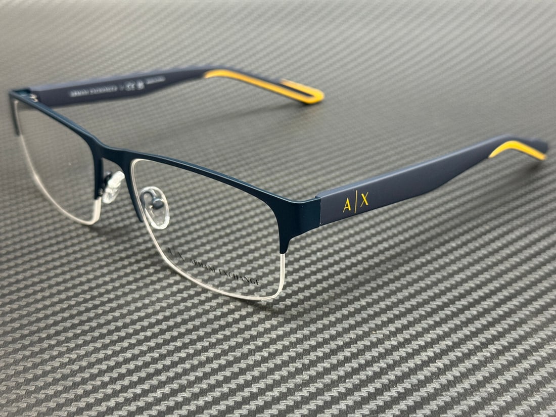 Armani Exchange AX1068 6099 Matte Blue 56mm Eyeglasses with Certificate of Authenticity: Armani Exchange AX1068 6099 Matte Blue 56mm Eyeglasses with Certificate of Authenticity Discover the stylish ARMANI EXCHANGE AX1068 6099 eyeglasses, designed for a modern look. Featuring a matte blue