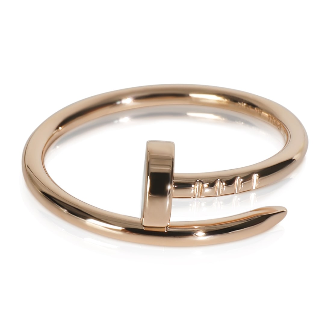 Cartier 18k Rose Gold Juste Un Clou Ring with Box and Authenticity Certificate: Cartier 18k Rose Gold Juste Un Clou Ring with Box and Authenticity Certificate This exquisite Cartier Rose Gold Small Model Juste Un Clou Ring embodies timeless elegance and sophistication. Crafted in