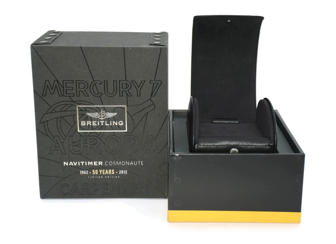 Breitling Navitimer Cosmonaute Authentic Presentation Box 7x6x5: Breitling Navitimer Cosmonaute Authentic Presentation Box 7x6x5 Introducing the Breitling Navitimer Cosmonaute Watch Presentation Box, designed to elegantly showcase your timepiece. This single presen