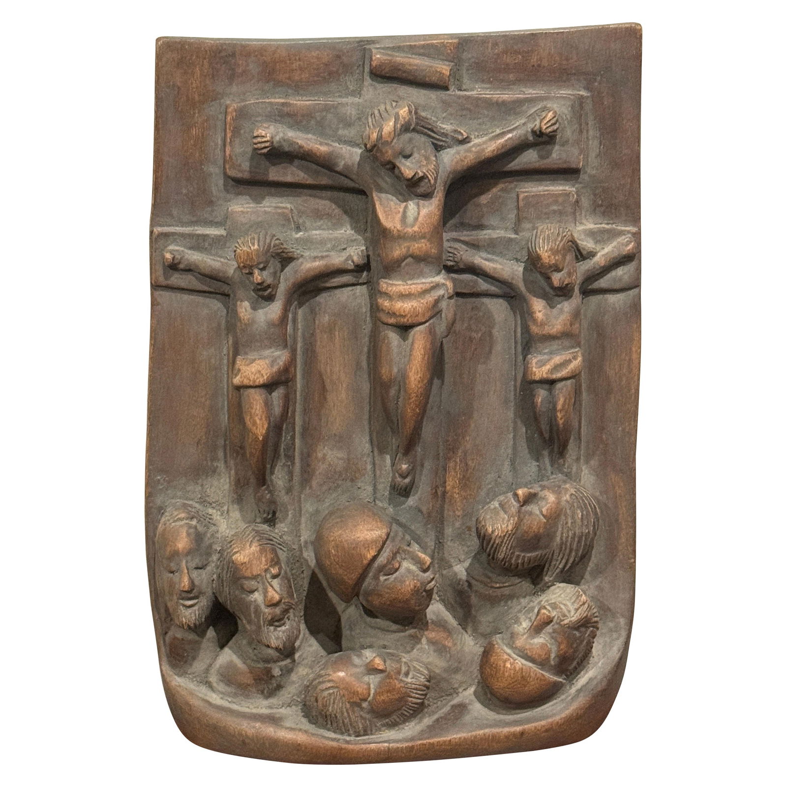 19th Century Spanish Colonial Wood Carving Icon of Christ and Thieves (1 of 9)